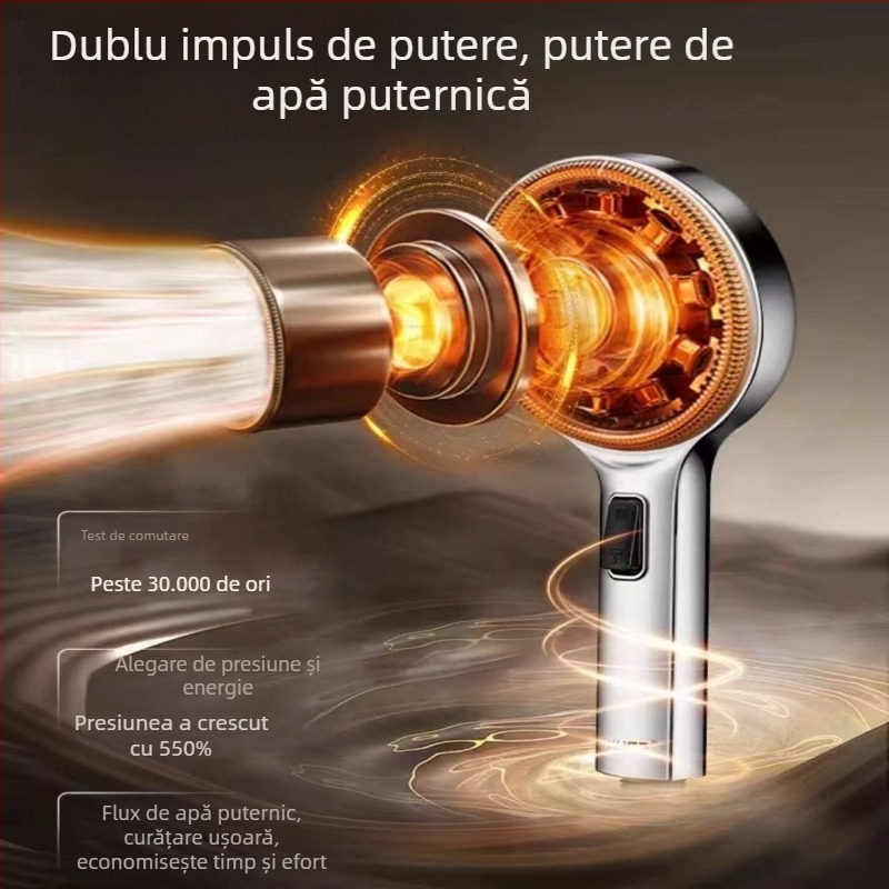 Cap de duș cu jet puternic, ieșire de apă sub presiune, rotund, montat pe perete, din ABS