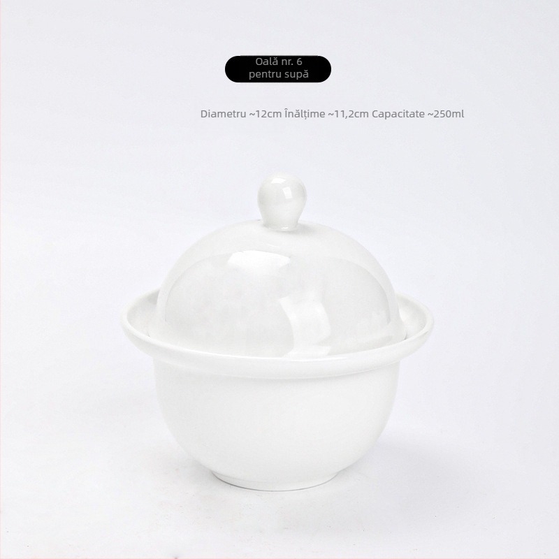 Oală de tocană din porțelan cu capac, mânere duble, personalizabilă cu posibilitatea imprimării logo-ului, suprafață sub glazură, ceramică pentru bucătăria hotelieră