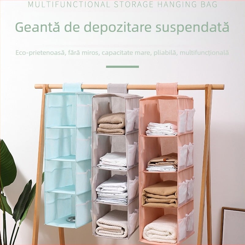 Organizator suspendat pentru haine, dublu-față — multifuncțional din material nețesut, pentru lenjerie, șosete și sutiene
