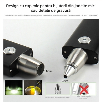 Lanternă pentru identificarea jadului — lanternă LED reîncărcabilă cu manivelă pentru identificarea bijuteriilor și jadului, 5W, 4000mAh, rază ≥500 m, funcție power bank