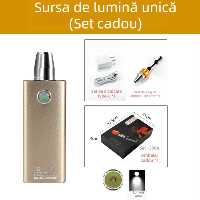 Lanternă pentru identificarea jadului — lanternă LED reîncărcabilă cu manivelă pentru identificarea bijuteriilor și jadului, 5W, 4000mAh, rază ≥500 m, funcție power bank