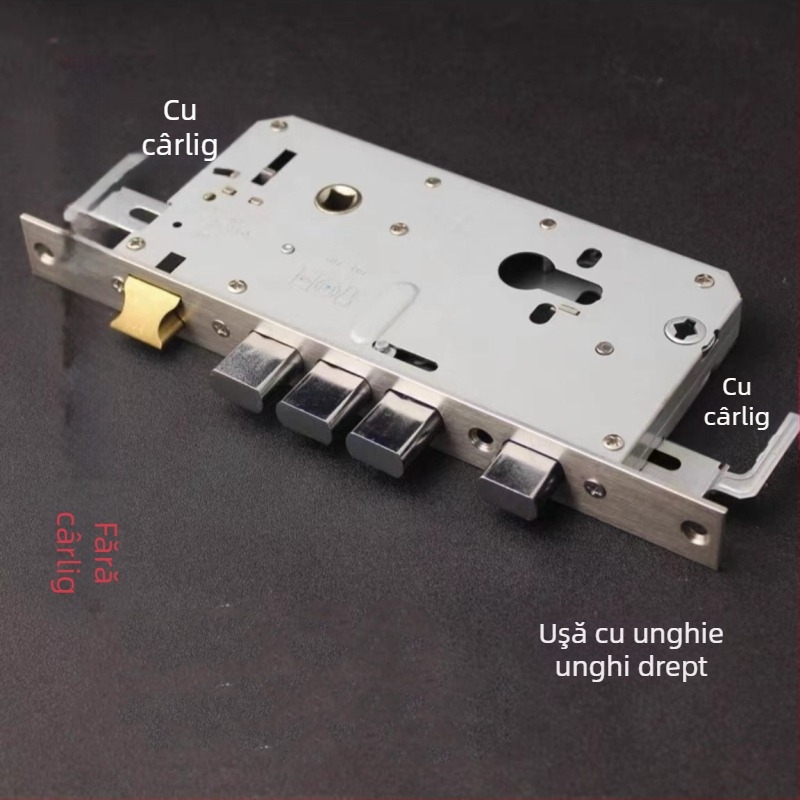 Corp de încuietoare pentru ușă antifurt cu amprentă, din oțel inoxidabil, cap pătrat-rotund, model nestandard, design modern minimalist, greutate 1