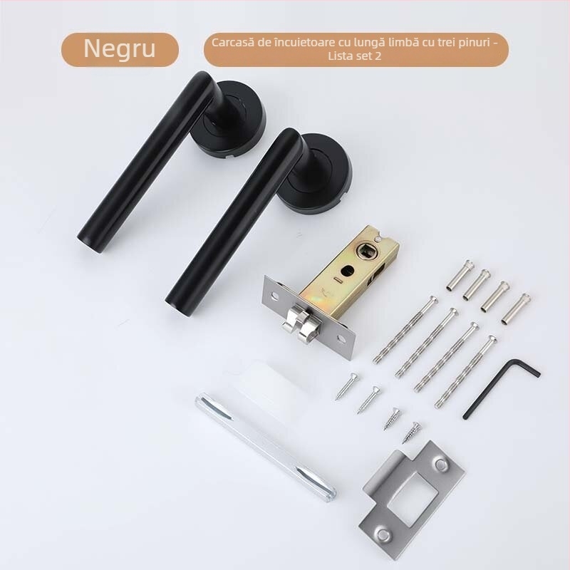 Xiong Kaijie mâner de ușă din oțel inoxidabil pentru uși interioare – încuietoare cu mâner, stil modern minimalist