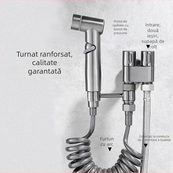 Set pentru toaletă cu duș de spălare cu impuls, diametru interior 20 mm, montaj în perete, aliaj de zinc, 430 g