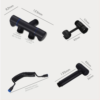 Pistol de pulverizare pentru toaletă, din cupru, montaj pe perete, model Toilet companion, diametrul interior 2, certificat CE