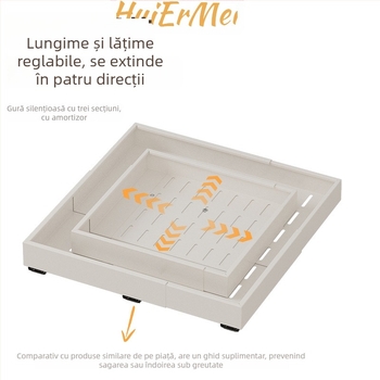 Coș telescopic cu patru fețe pentru bucătărie, în dulap profund sub chiuvetă – raft de depozitare glisant, din fier, stil japonez, montaj cu șuruburi ascunse, cu un singur nivel