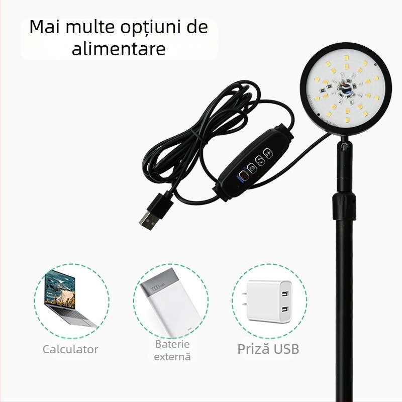 Lampă inteligentă LED pentru creșterea plantelor, spectru complet, 28 LED-uri, 2000 lm, carcasă din aluminiu IP65, intrare 5 V
