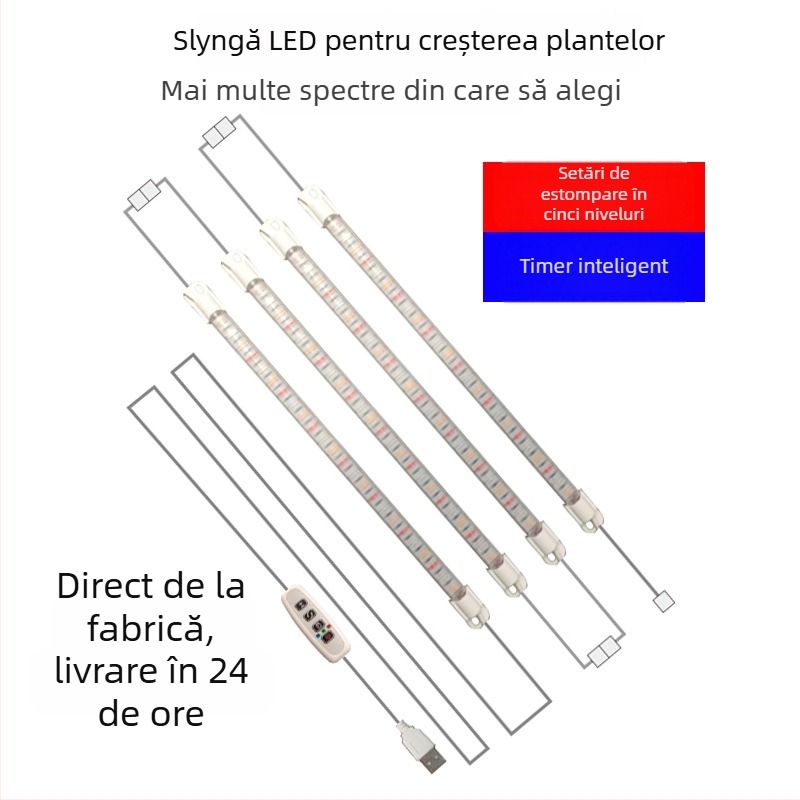 Lampa LED integrată pentru creșterea plantelor, bandă de iluminare pentru seră – 40 LED, 3000 lm, IP66, 220V, 6500K