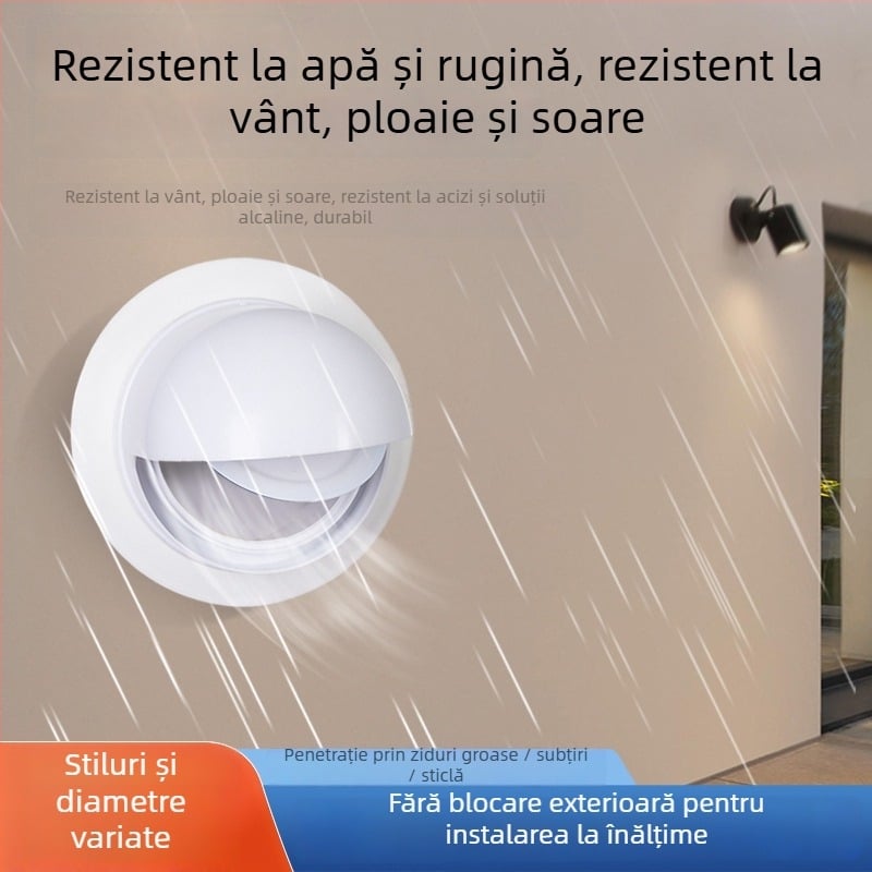 Valvă de control pentru hotă – prin perete, PP plastic, stil modern minimalist, rezistent la vânt, ploaie și păsări