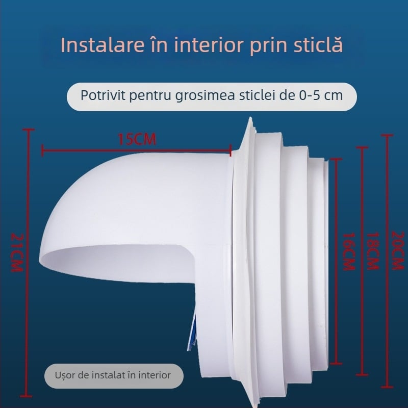 Valvă de control pentru hotă – prin perete, PP plastic, stil modern minimalist, rezistent la vânt, ploaie și păsări