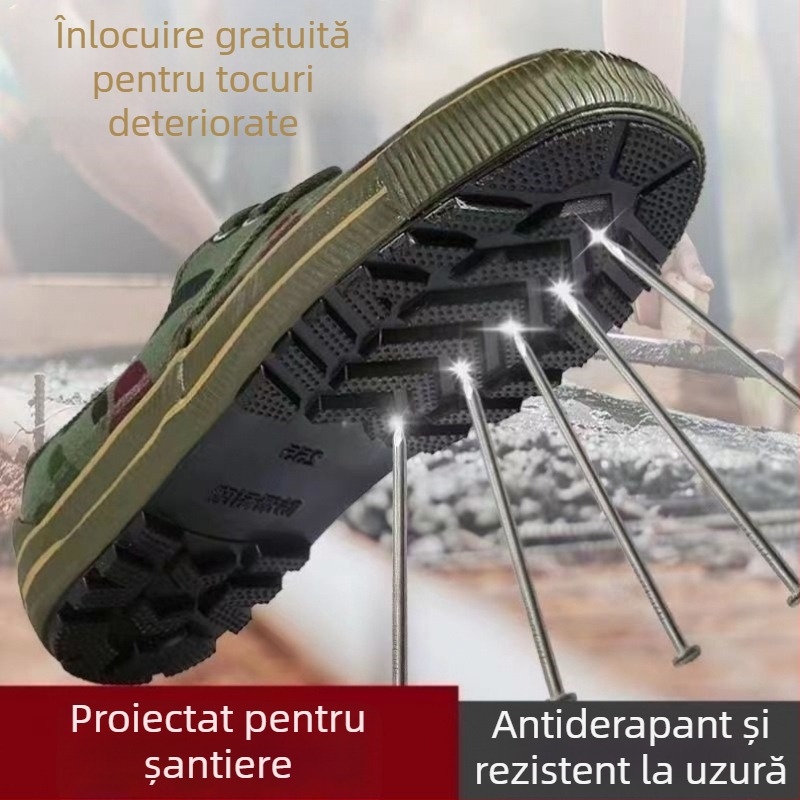 Încălțăminte de protecție pentru bărbați, partea superioară din pânză, vârf ascuțit, închidere cu șireturi, rezistentă la uzură și miros