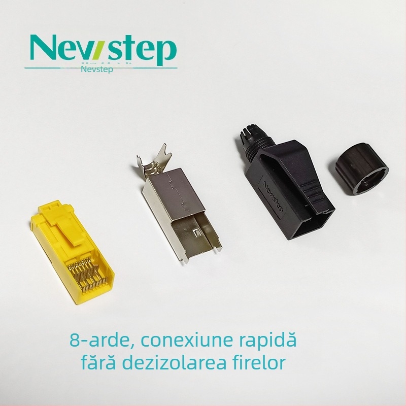 Conector RJ45 Pass-Through, Crimp, 4/8 nuclee, 22-26 AWG, fără dezizolare, Cat5e/Cat6a