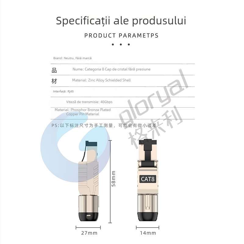 GLORYAL GL-2026cx conector cristal din aliaj de zinc pentru Cat8/Cat7/Cat6A, centru de date