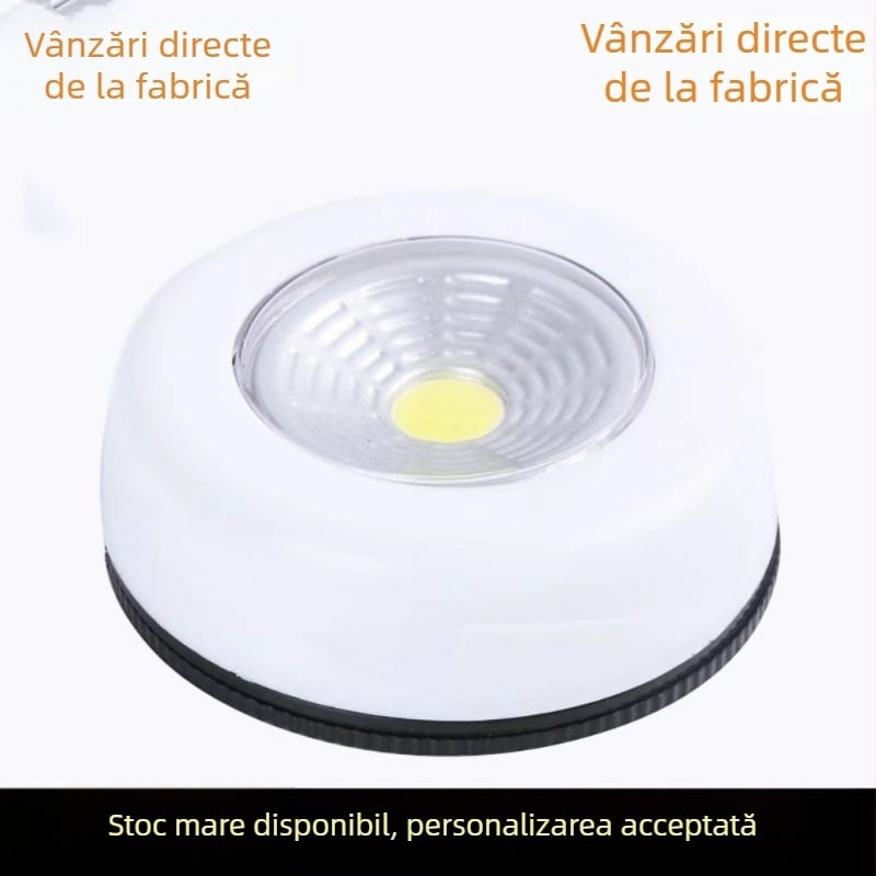 Lumină de noapte pentru perete cu montaj adeziv, control tactil, alimentare cu baterie, abajur ABS, control inteligent.