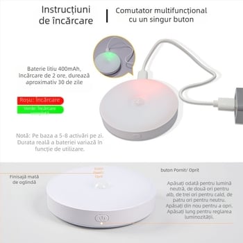 Lumină de noapte cu baterie încorporată și senzor de mișcare, iluminare LED, abajur din plastic, tensiune ≤ 36 V