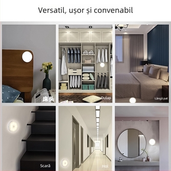Lumină de noapte cu baterie încorporată și senzor de mișcare, iluminare LED, abajur din plastic, tensiune ≤ 36 V