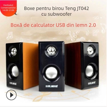 Yi Hu 042 boxe USB pentru PC, difuzor dual-drive, intrare USB și jack 3,5 mm, 40Hz-20kHz, SNR ≥75dB