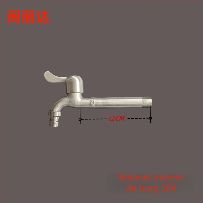 Robinet din oțel inoxidabil pentru mașina de spălat și chiuvetă, model 1001, articulație simplă, deschidere cu cheie, miez de valve din cupru