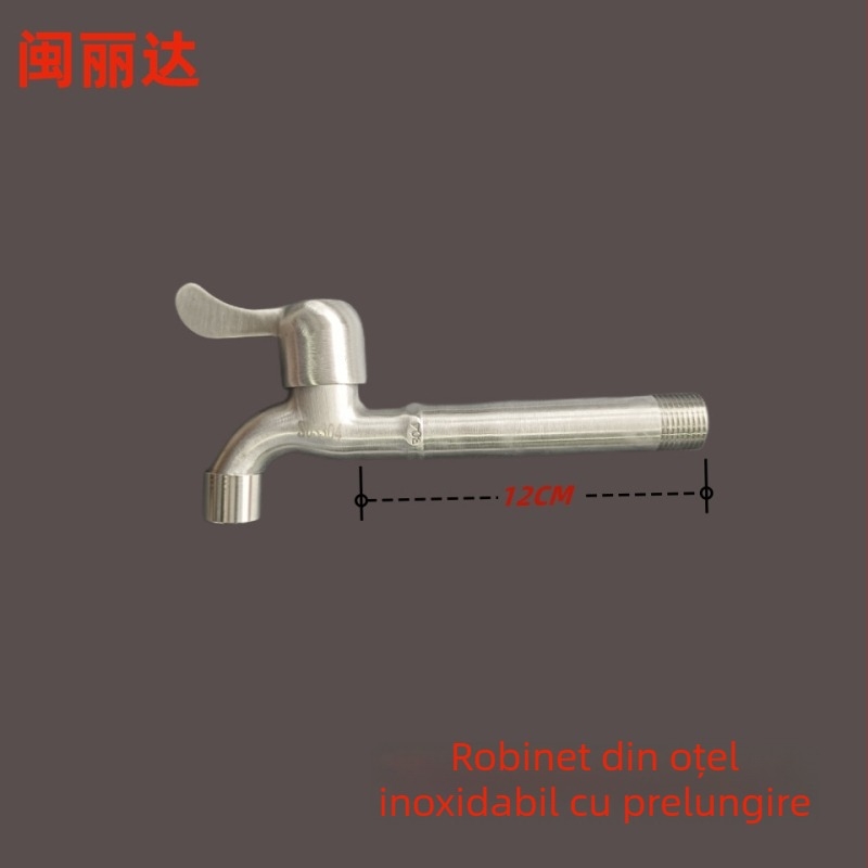 Robinet din oțel inoxidabil pentru mașina de spălat și chiuvetă, model 1001, articulație simplă, deschidere cu cheie, miez de valve din cupru