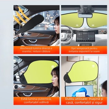 Vizor solar pentru geamul auto cu ventuză – anti-strălucire, folie de aluminiu