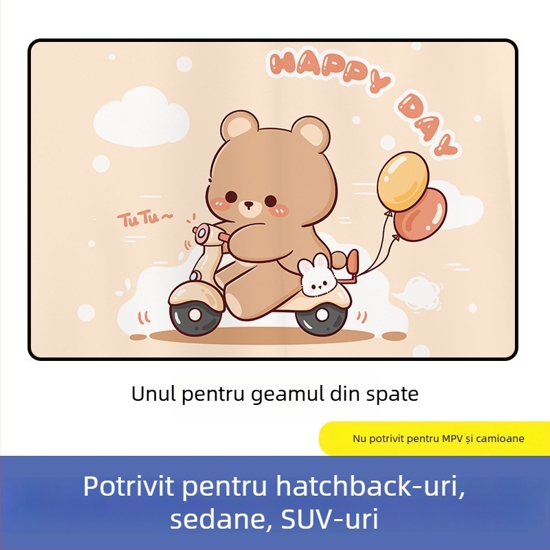 Paravan solar auto cu prindere magnetică – design desene animate, gradient, stil simplu, PVC (PVC; prindere magnetică; modele universale; gradient)