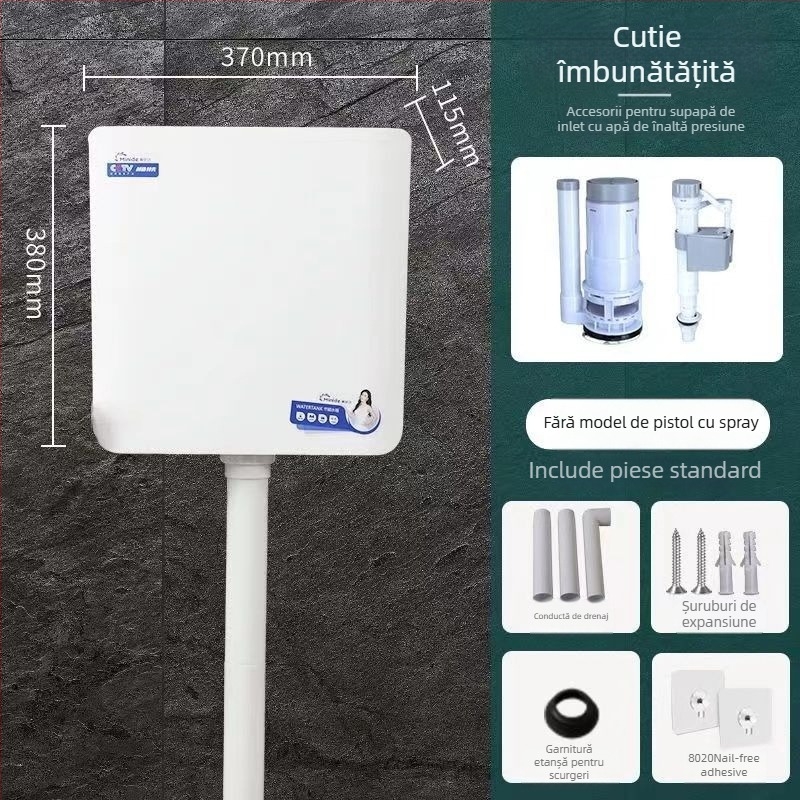 Rezervor de clătire pentru montat pe perete pentru toaletă de tip squat, economisire de apă, debit mare, plastic, brand SKALUN/Shang Karen