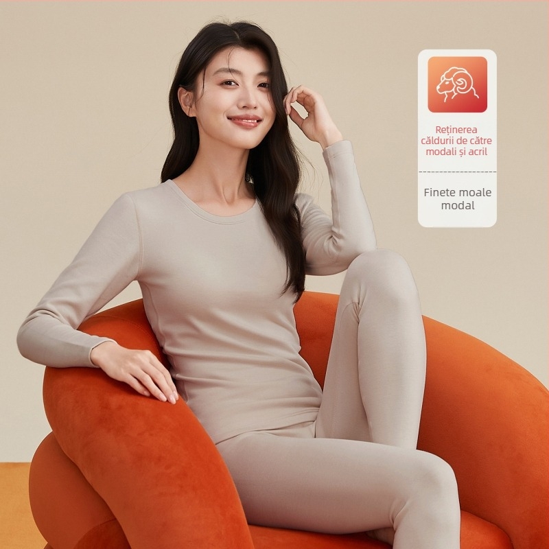 Derong Set de lenjerie termică – antibacterian, păstrează căldura, anti-piling, anti-static; poate fi purtat ca strat de bază sau ca îmbrăcăminte exterioară; grosime 251–300 g/m²; top cu mânecă lungă + pantaloni