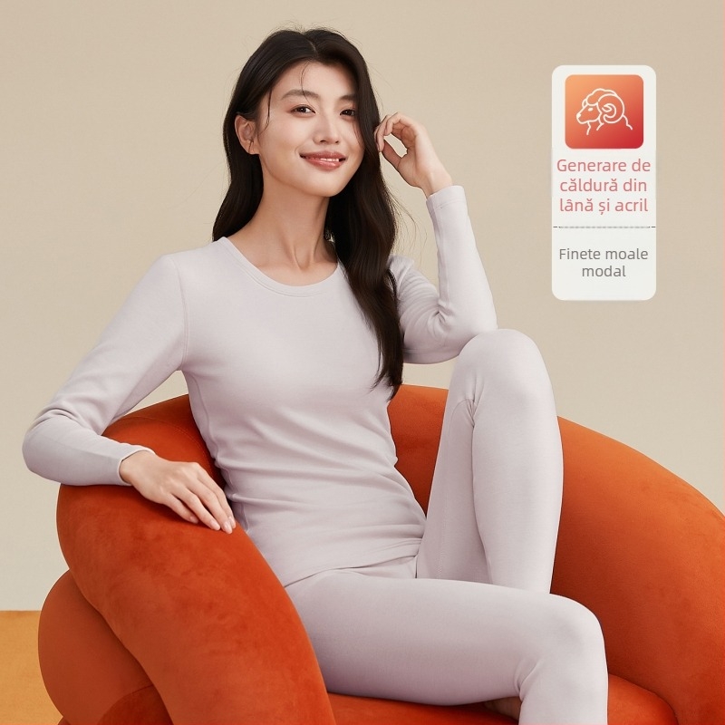 Derong Set de lenjerie termică – antibacterian, păstrează căldura, anti-piling, anti-static; poate fi purtat ca strat de bază sau ca îmbrăcăminte exterioară; grosime 251–300 g/m²; top cu mânecă lungă + pantaloni