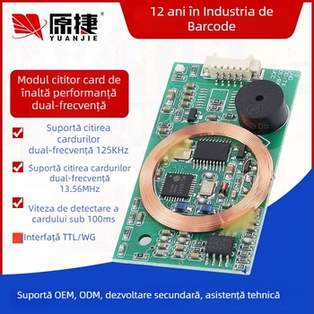 Modul cititor RFID dual-frecvență cu card IDIC, interfață TTL serial, interfață WG, cititor fără contact, viteză de scanare 1/60 s