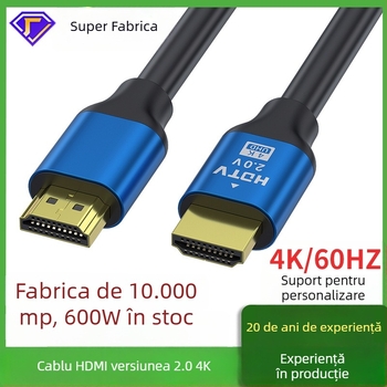 Cablu HDMI 2.0 pentru monitoare 4K și PC-uri, conectori placați cu aur, carcasă din aliaj de aluminiu