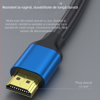 Cablu HDMI 2.0 pentru monitoare 4K și PC-uri, conectori placați cu aur, carcasă din aliaj de aluminiu