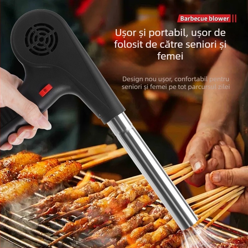 Suflător BBQ cu baterie Li-ion reîncărcabilă, aprinzător fără fir pentru cărbuni, utilizare în exterior, 12V