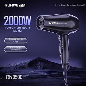Uscător de păr profesional cu motor cu perii, 2000W, 220V, aer cald/rece, tehnologie cu lumină albastră și ioni negativi