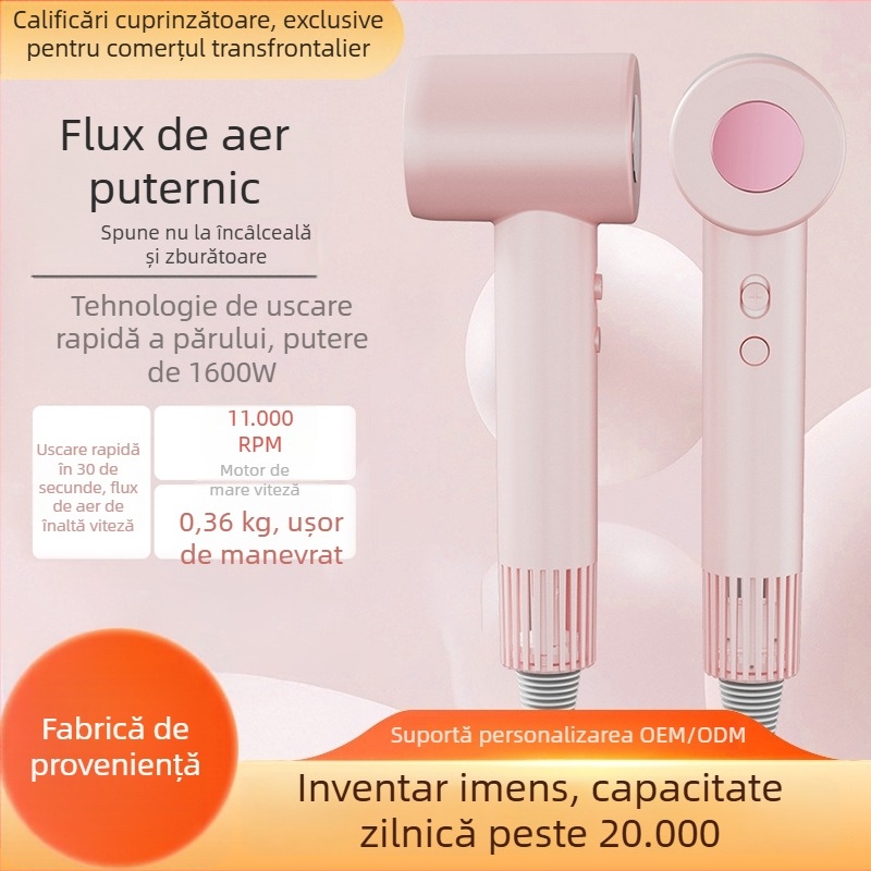 Uscător de păr cu motor DC fără perii, 1000W, 220V, 4 viteze de flux, aer cald/rece