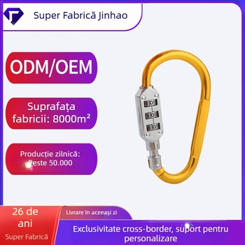 Încuietare mecanică cu cod de trei cifre și carabinieră, model HE02; material: aliaj de aluminiu + aliaj de zinc; grosime tijă de încuierare 6; distanță între tijele 64 × 24