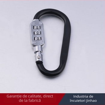 Încuietare mecanică cu cod de trei cifre și carabinieră, model HE02; material: aliaj de aluminiu + aliaj de zinc; grosime tijă de încuierare 6; distanță între tijele 64 × 24
