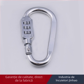 Încuietare mecanică cu cod de trei cifre și carabinieră, model HE02; material: aliaj de aluminiu + aliaj de zinc; grosime tijă de încuierare 6; distanță între tijele 64 × 24