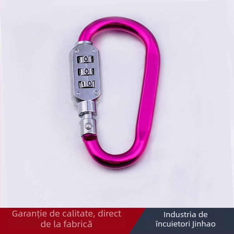 Încuietare mecanică cu cod de trei cifre și carabinieră, model HE02; material: aliaj de aluminiu + aliaj de zinc; grosime tijă de încuierare 6; distanță între tijele 64 × 24