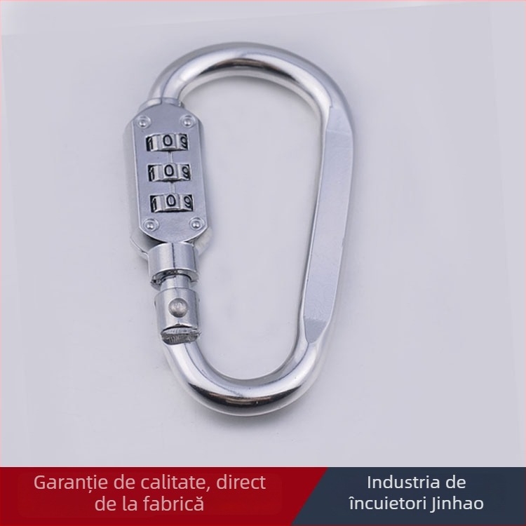 Încuietare mecanică cu cod de trei cifre și carabinieră, model HE02; material: aliaj de aluminiu + aliaj de zinc; grosime tijă de încuierare 6; distanță între tijele 64 × 24