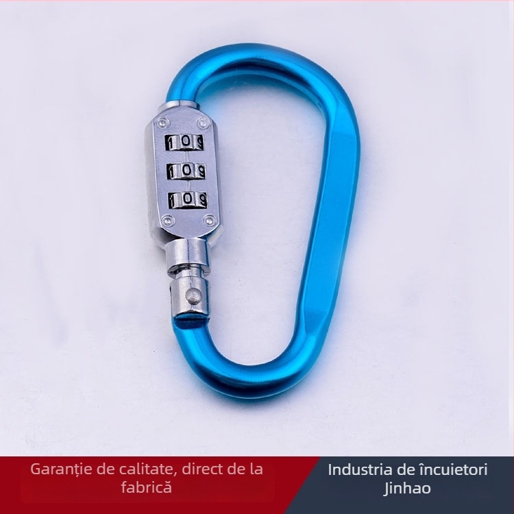 Încuietare mecanică cu cod de trei cifre și carabinieră, model HE02; material: aliaj de aluminiu + aliaj de zinc; grosime tijă de încuierare 6; distanță între tijele 64 × 24