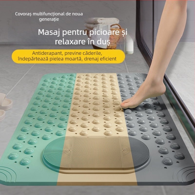 Covoraș anti-alunecare pentru baie, pentru duș și podea de toaletă, PVC, pătrat, stil modern minimalist
