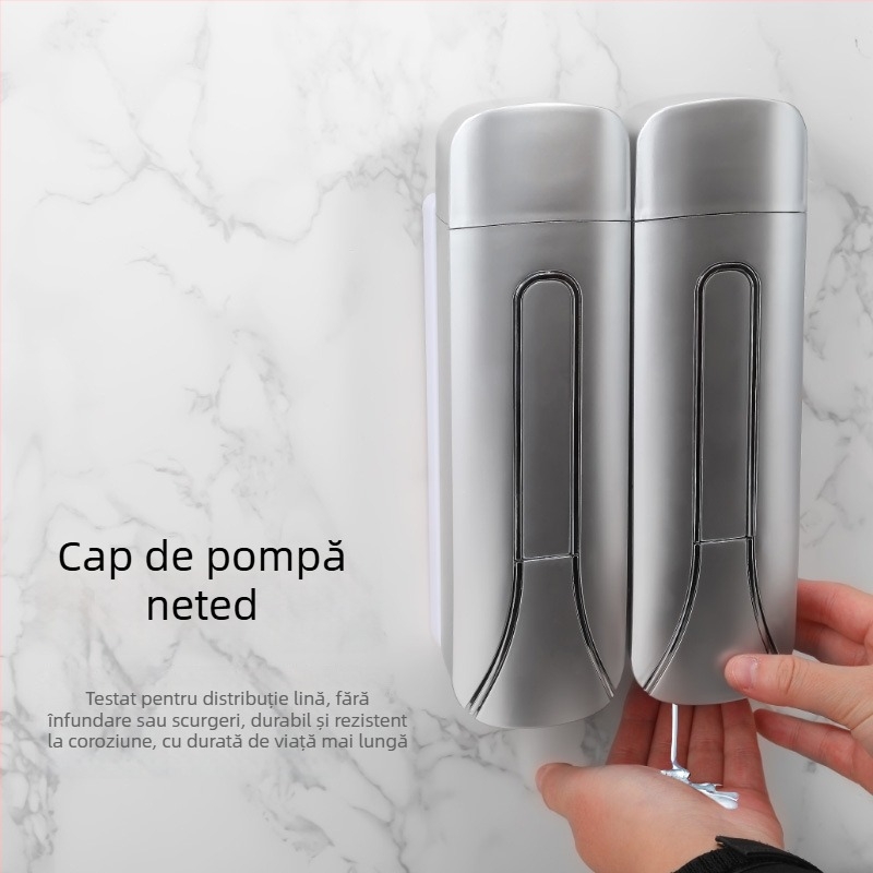 Dispenser de săpun montat pe perete pentru hotel – apăsare manuală, ABS+GPPS, finisaj electroplating prin pulverizare, stil modern minimalist, 235g/470g