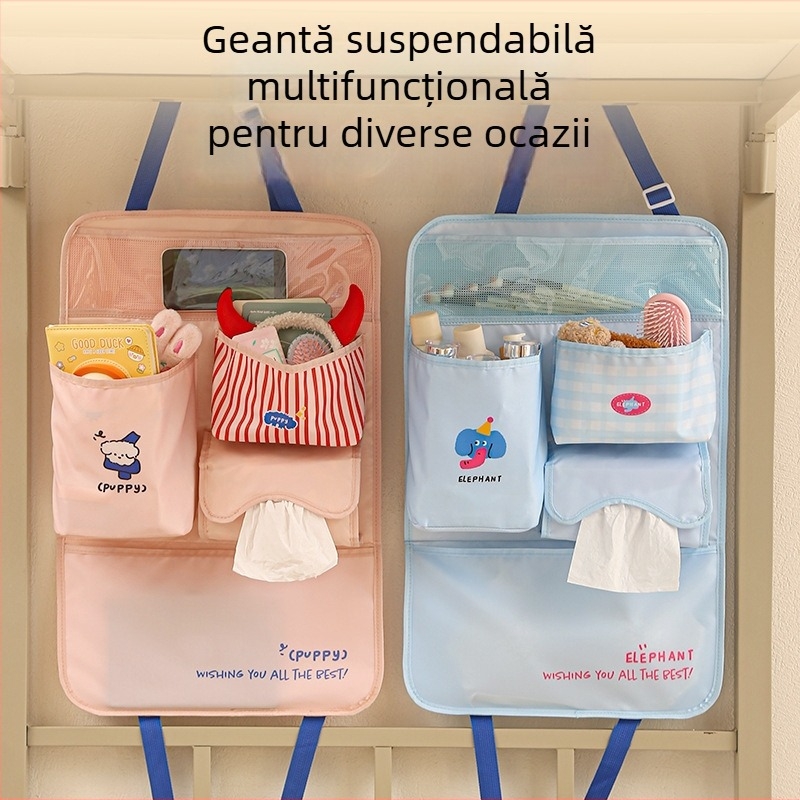 Geantă de depozitare atârnată pentru perete sau mașină — țesătură twill, model 01b1599, multifuncțională