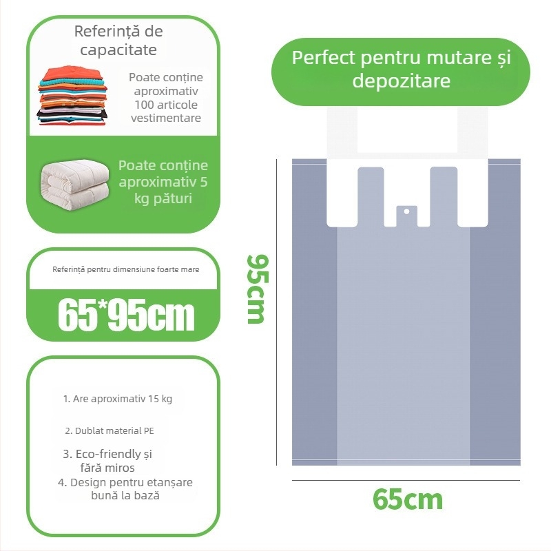 Geantă de depozitare, în formă de geantă, din PE, multifuncțională, pentru mutări