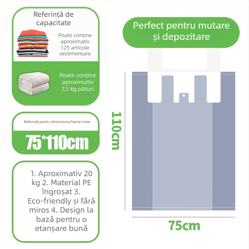 Geantă de depozitare, în formă de geantă, din PE, multifuncțională, pentru mutări