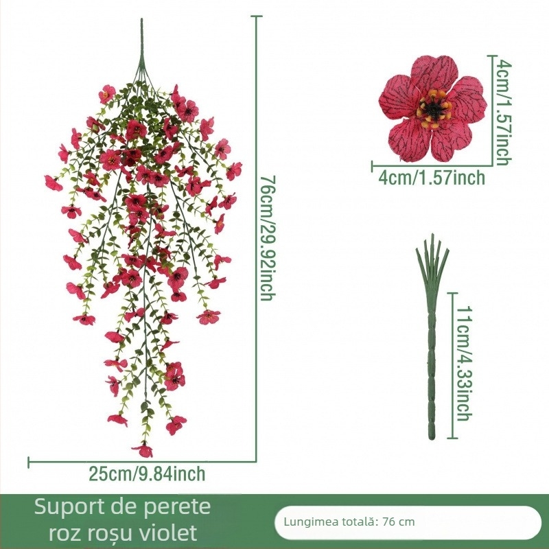 Flori artificiale pentru perete, cu coș de ratan și decor de tavan | Brand: Sanye • Material: Plastic, Flori de mătase • Confecționare: Stilizare, Turnare prin injecție • Categoria: Altă • Destinat pentru nuntă și decorarea casei