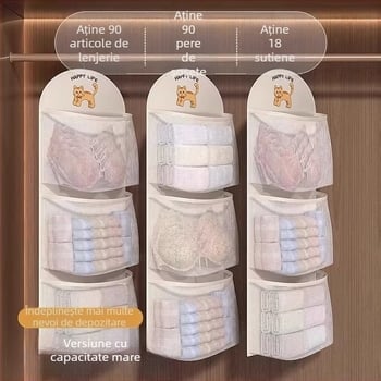 Organizator de garderobă cu suport suspendat pentru cămine studențești, depozitare lenjerie intimă și șosete, stil modern minimalist