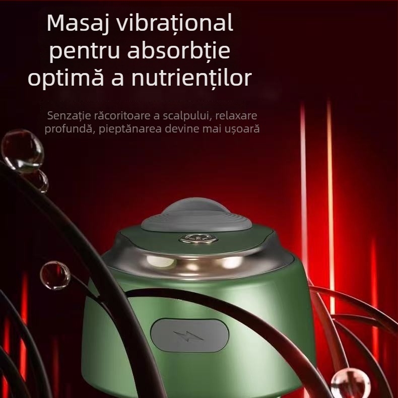 Aplicator electric pentru păr cu role pentru ulei esențial – îngrijire scalp, model 665, greutate 35–40 g, dimensiuni 7.8 × 5.6 × 5.2 cm, Eficiență: controlul sebumului, anti mătreață, anti mâncărime, calmarea scalpului