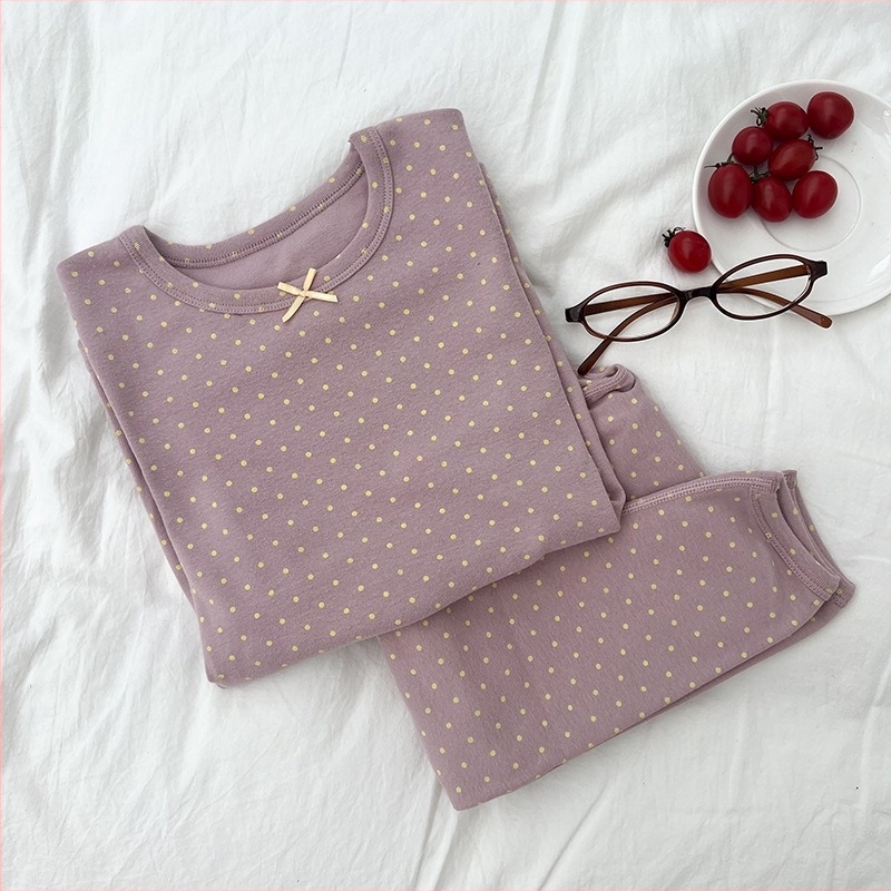 Pijamale de casă pentru copii din fleece din lână, 95% bumbac / 5% elastan, antibacterian și respirabil, mâneci lungi și guler rotund, pentru 8+ ani, toamnă-iarnă 2025