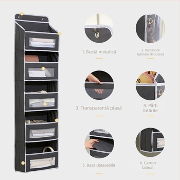 Geantă de depozitare montată pe perete cu fereastră, capacitate mare, organizator cu mai multe compartimente (textil nețesut, pliabil, multifuncțional)